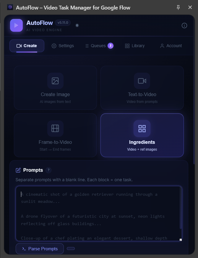 AutoFlow Ingredients Tab