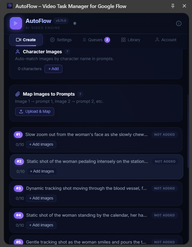 Copying video prompts